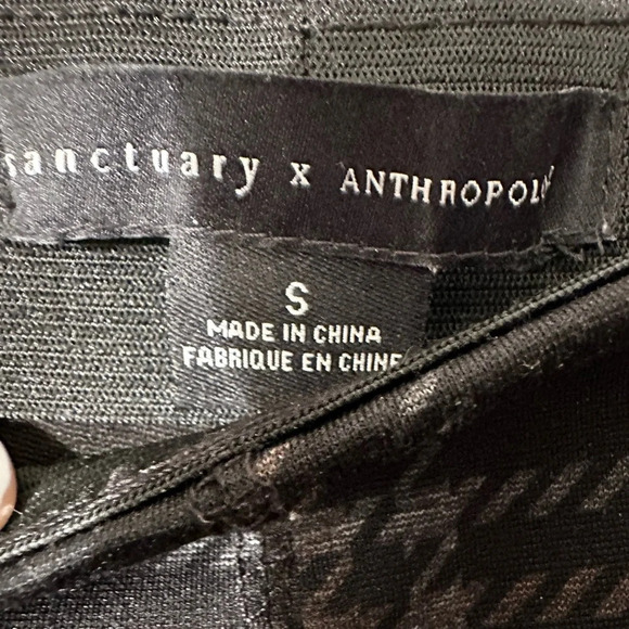 sanctuary x ANTHROPOLOGIE Dark Gray Plaid Skinny Ponte Knit Pant Elastic SMALL - Picture 7 of 14